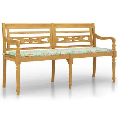 Bancă Batavia lemn tec cu pernă - Livrare gratuită