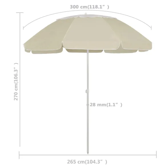 Umbrelă de Plajă 300 cm Galbenă - Livrare Gratuită