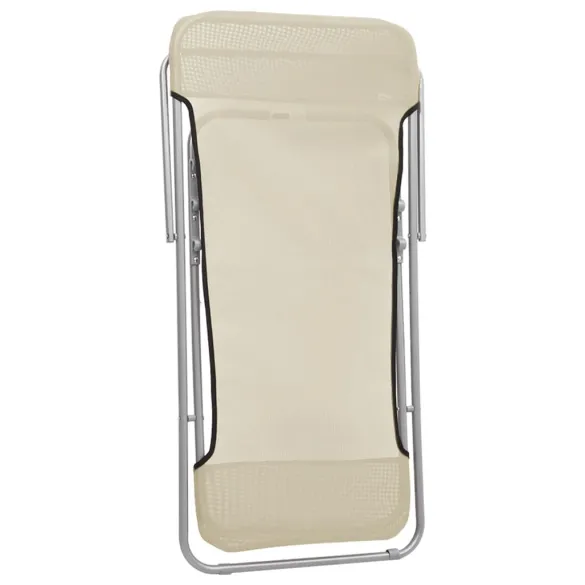 Scaune Plajă Pliante 2 Bucăți - Crem, Textilenă & Oțel