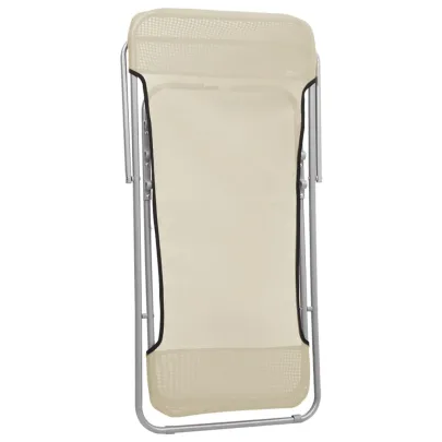 Scaune Plajă Pliante 2 Bucăți - Crem, Textilenă & Oțel