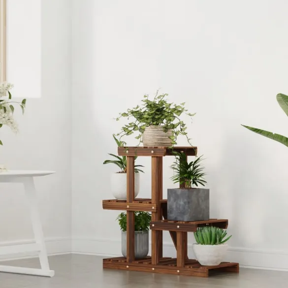 Suport Flori Lemn Brad Carbonizat - 58x25x51 cm Suport Flori Lemn Brad Carbonizat - 58x25x51 cm