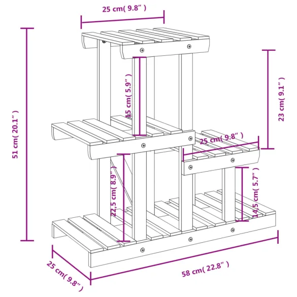 Suport Flori Lemn Brad Carbonizat - 58x25x51 cm Suport Flori Lemn Brad Carbonizat - 58x25x51 cm