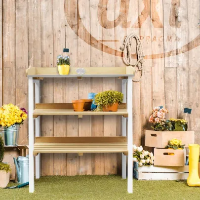 Masă de Plantare cu Rafturi - Lemn Rezistent la Vreme