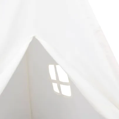 Cort Teepee Copii cu Geantă Transport - Alb, 120x120x150 cm