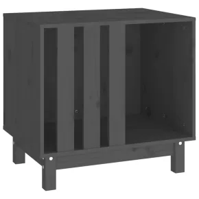 Casă Câini Lemn Masiv Pin - 60x45x57 cm - Gri 2