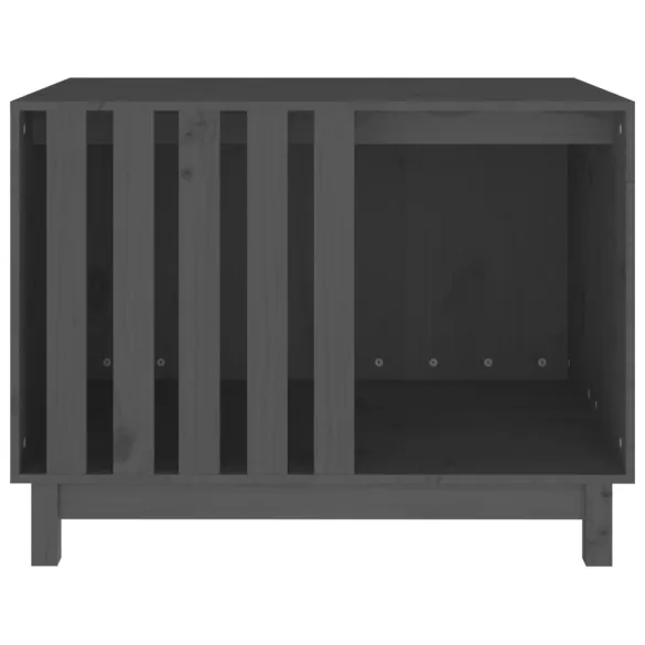 Casă Câini Lemn Masiv Pin - Gri, 90x60x67 cm | Livrare Gratuită