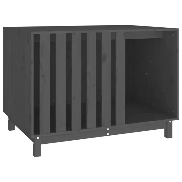 Casă Câini Lemn Masiv Pin - Adăpost Gri 100x70x72 cm