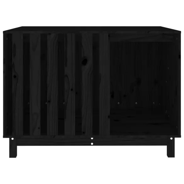 Casă Câini Lemn Masiv Pin - Negru - Livrare Gratuită