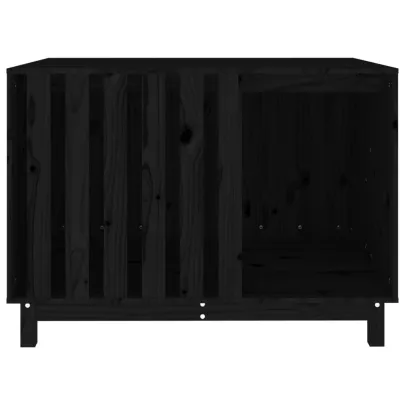 Casă Câini Lemn Masiv Pin - Negru - Livrare Gratuită