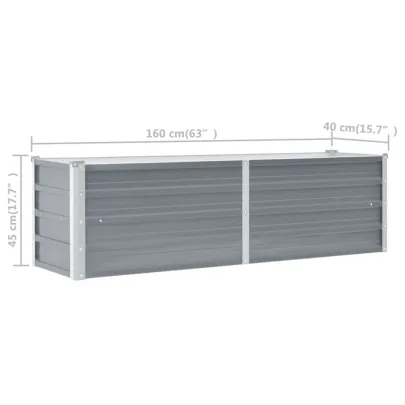 Strat Înălțat Grădină Gri - Oțel Galvanizat 160x40x45 cm