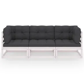 Canapea Grădină 3 Locuri - Lemn Pin Masiv cu Perne 2