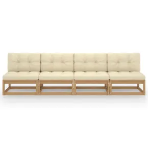 Canapea Grădină 4 Locuri - Lemn Pin Masiv cu Perne - Livrare Gratuită 2