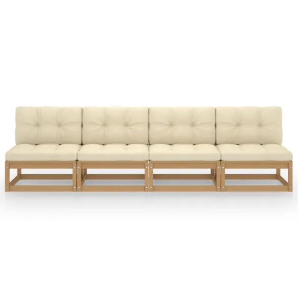 Canapea Grădină 4 Locuri - Lemn Pin Masiv cu Perne - Livrare Gratuită