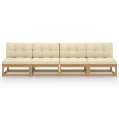 Canapea Grădină 4 Locuri - Lemn Pin Masiv cu Perne - Livrare Gratuită