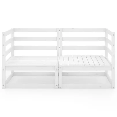 Canapea grădină 2 locuri albă - Lemn masiv de pin | Livrare gratuită