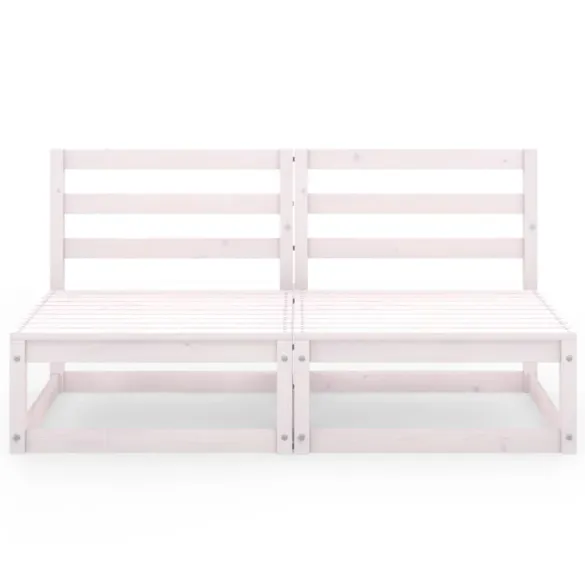 Set Mobilier Grădină 2 Locuri - Alb - Lemn Masiv de Pin