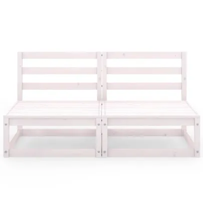 Set Mobilier Grădină 2 Locuri - Alb - Lemn Masiv de Pin