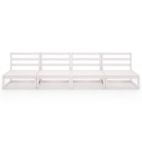 Canapea Gradina 4 Locuri Alb - Lemn Masiv de Pin