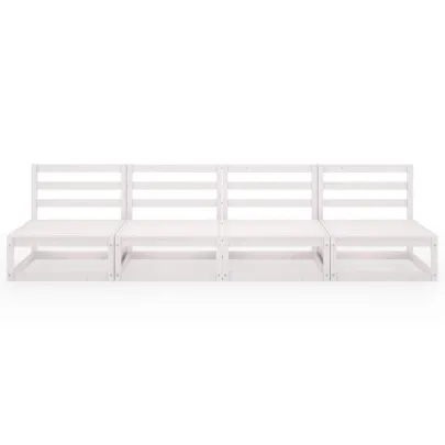 Canapea Gradina 4 Locuri Alb - Lemn Masiv de Pin