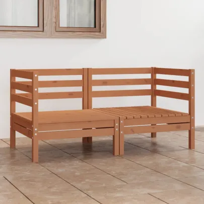 Canapea grădină lemn masiv pin - 2 locuri maro miere