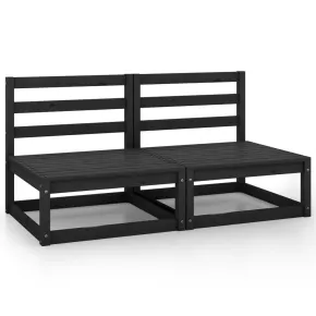 Canapea Gradina 2 Locuri Negru - Lemn Pin Masiv | Livrare Gratuita