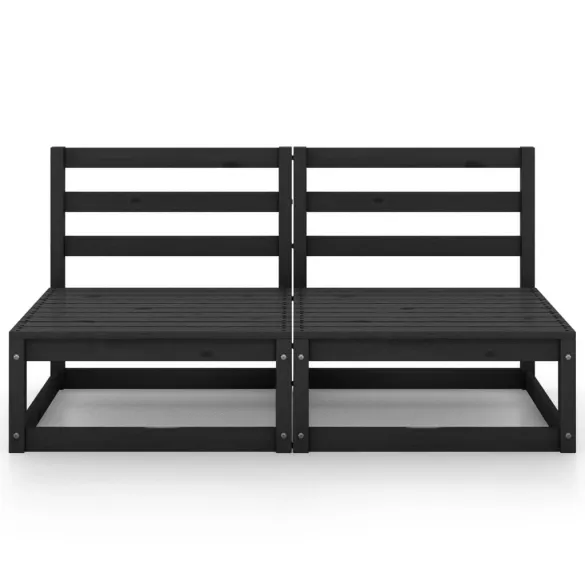 Canapea Gradina 2 Locuri Negru - Lemn Pin Masiv | Livrare Gratuita