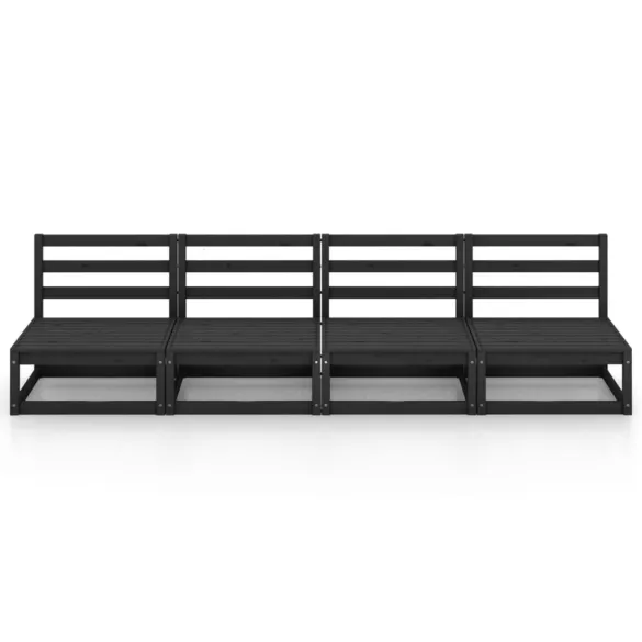 Set Mobilier Grădină 4 Locuri - Lemn Masiv de Pin - Negru
