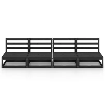 Set Mobilier Grădină 4 Locuri - Lemn Masiv de Pin - Negru