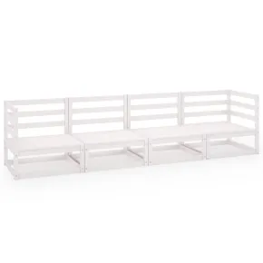 Set Mobilier Grădină 4 Locuri - Alb - Lemn Masiv de Pin