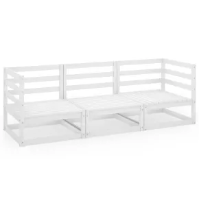 Canapea Gradina 3 Locuri Alb - Lemn Masiv de Pin