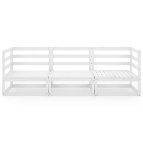 Canapea Gradina 3 Locuri Alb - Lemn Masiv de Pin