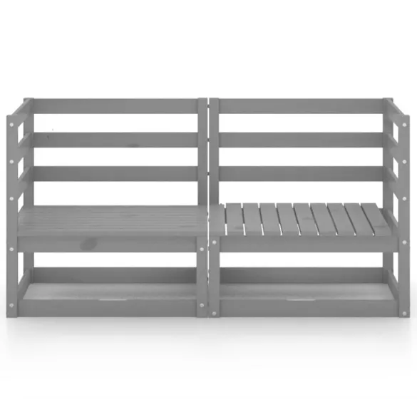 Canapea de grădină cu 2 locuri - gri - lemn masiv de pin