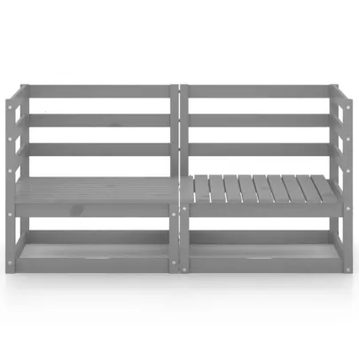 Canapea de grădină cu 2 locuri - gri - lemn masiv de pin