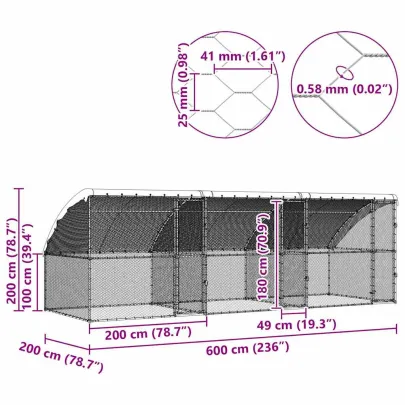 Cușcă Pui Oțel Galvanizat 600x200cm | Livrare Gratuită