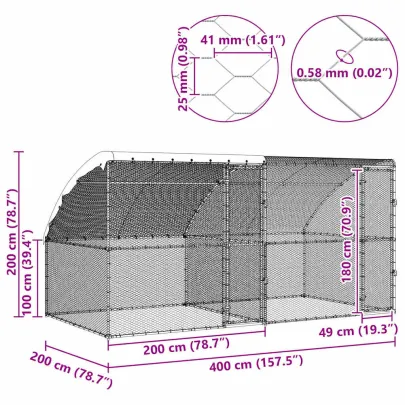 Cușcă Pui Oțel Galvanizat 400x200x198.5cm | Livrare Gratuită