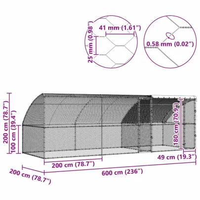 Cușcă Pui Oțel Galvanizat 6x2m | Livrare Gratuită