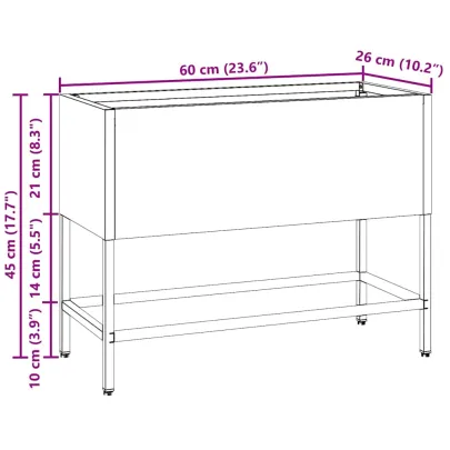 Ghiveci Ridicat Metal Grădină - Negru 60x26x45 cm