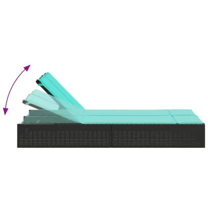 Șezlong Dublu cu Perne, Poliratan Negru - Comandă Online