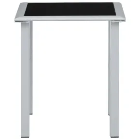 Masă Grădină Modernă Negru Argintiu Oțel Sticlă 41x41cm 2
