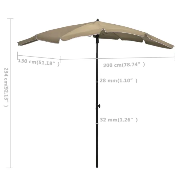 Umbrelă Grădină cu Stâlp - Gri Taupe 200x130 cm