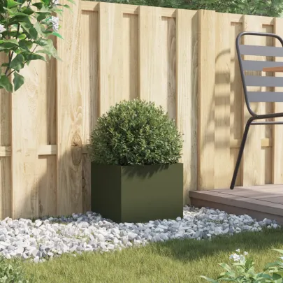 Jardinieră Verde Măsliniu Oțel | Decor Grădină