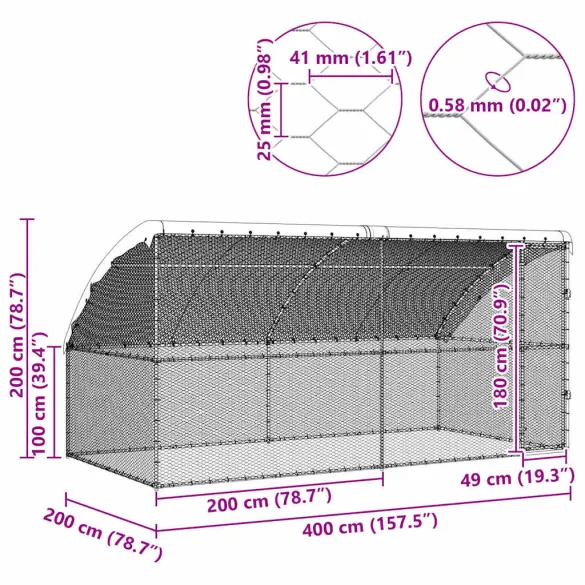 Cușcă Pui Oțel Galvanizat 400x200x198.5cm - Livrare Gratuită Cușcă Pui Oțel Galvanizat 400x200x198.5cm - Livrare Gratuită