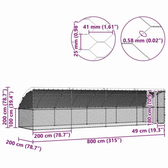 Cușcă Pui Oțel Galvanizat 800x200x198.5cm - Livrare Gratuită Cușcă Pui Oțel Galvanizat 800x200x198.5cm - Livrare Gratuită