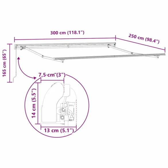 Cortină Retractabilă Manuală Multicolor 300x250 cm
