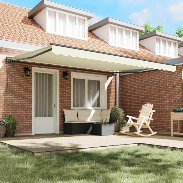 Cortină Retractabilă Crem 450x300 cm cu Telecomandă