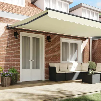 Cortină Retractabilă Manuală Crem 500x300 cm - Livrare Gratuită