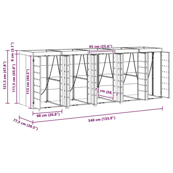 Sistem Depozitare 5 Ghene Wheelie Antracit - Acoperiș Grădină