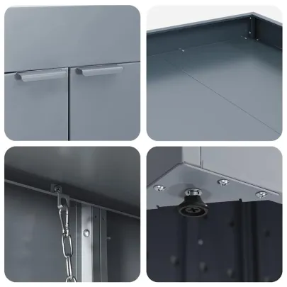 Sistem Depozitare 6 Ghene Wheelie Gri | Acoperiș Grădină