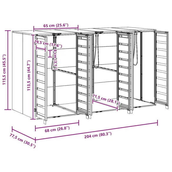Depozitare Pubele Wheelie Antracit - 3 Containere