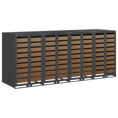 Depozit 3 Pubele Wheelie Antracit | Organizare Gunoi Exterior